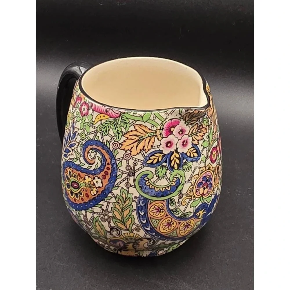 Vintage Burlington Ware Creamer,‎ Paisley Pattern Pitcher, Chintz Floral, READ
